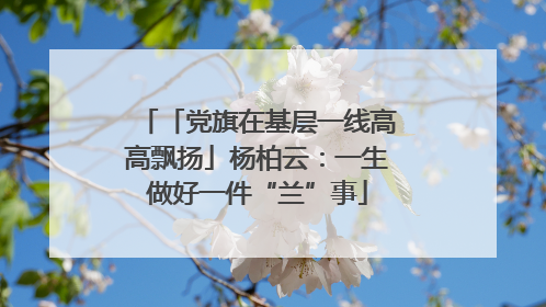 「党旗在基层一线高高飘扬」杨柏云：一生做好一件“兰”事