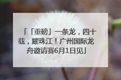 「重磅」一条龙，四十载，耀珠江！广州国际龙舟邀请赛6月1日见