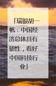 瑞银胡一帆：中国经济总体具有韧性，看好中国科技行业