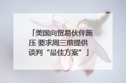美国向贸易伙伴施压 要求周三前提供谈判“最佳方案”