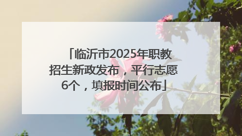 临沂市2025年职教招生新政发布，平行志愿6个，填报时间公布