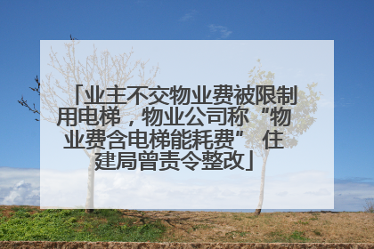 业主不交物业费被限制用电梯，物业公司称“物业费含电梯能耗费” 住建局曾责令整改