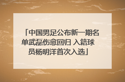 中国男足公布新一期名单武磊伤愈回归 入籍球员杨明洋首次入选