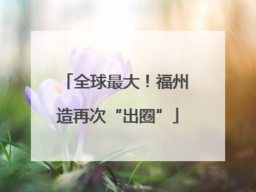 全球最大！福州造再次“出圈”