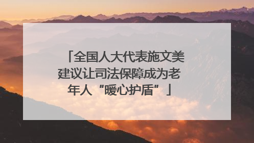 全国人大代表施文美建议让司法保障成为老年人“暖心护盾”