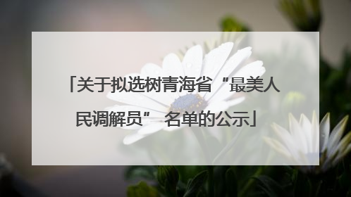 关于拟选树青海省“最美人民调解员” 名单的公示