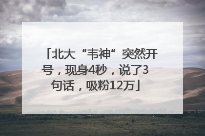 北大“韦神”突然开号，现身4秒，说了3句话，吸粉12万