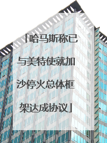 哈马斯称已与美特使就加沙停火总体框架达成协议