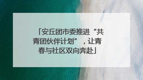 安丘团市委推进“共青团伙伴计划”，让青春与社区双向奔赴
