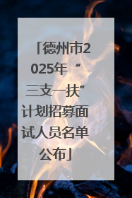 德州市2025年“三支一扶”计划招募面试人员名单公布