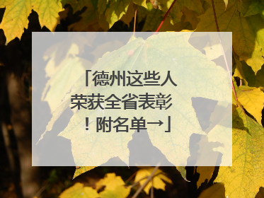 德州这些人荣获全省表彰！附名单→