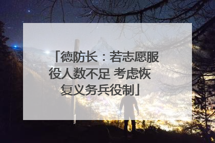 德防长：若志愿服役人数不足 考虑恢复义务兵役制