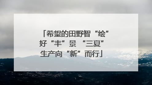 希望的田野智“绘”好“丰”景 “三夏”生产向“新”而行