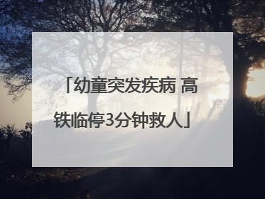 幼童突发疾病 高铁临停3分钟救人