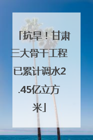 抗旱！甘肃三大骨干工程已累计调水2.45亿立方米