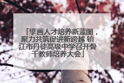 擘画人才培养新蓝图，聚力共筑促进新跨越 镇江市丹徒高级中学召开骨干教师培养大会