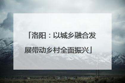 洛阳：以城乡融合发展带动乡村全面振兴