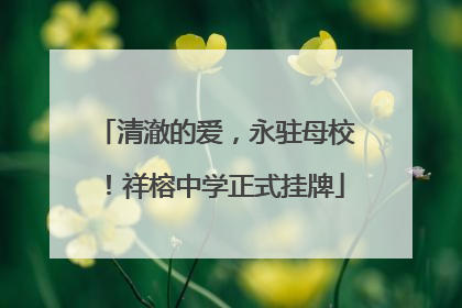 清澈的爱，永驻母校！祥榕中学正式挂牌
