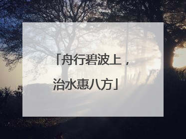 舟行碧波上，治水惠八方