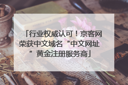 行业权威认可！京客网荣获中文域名“中文网址”黄金注册服务商