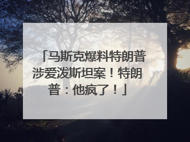 马斯克爆料特朗普涉爱泼斯坦案！特朗普：他疯了！