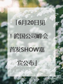 6月20日见！跨国公司峰会首发SHOW嘉宾公布